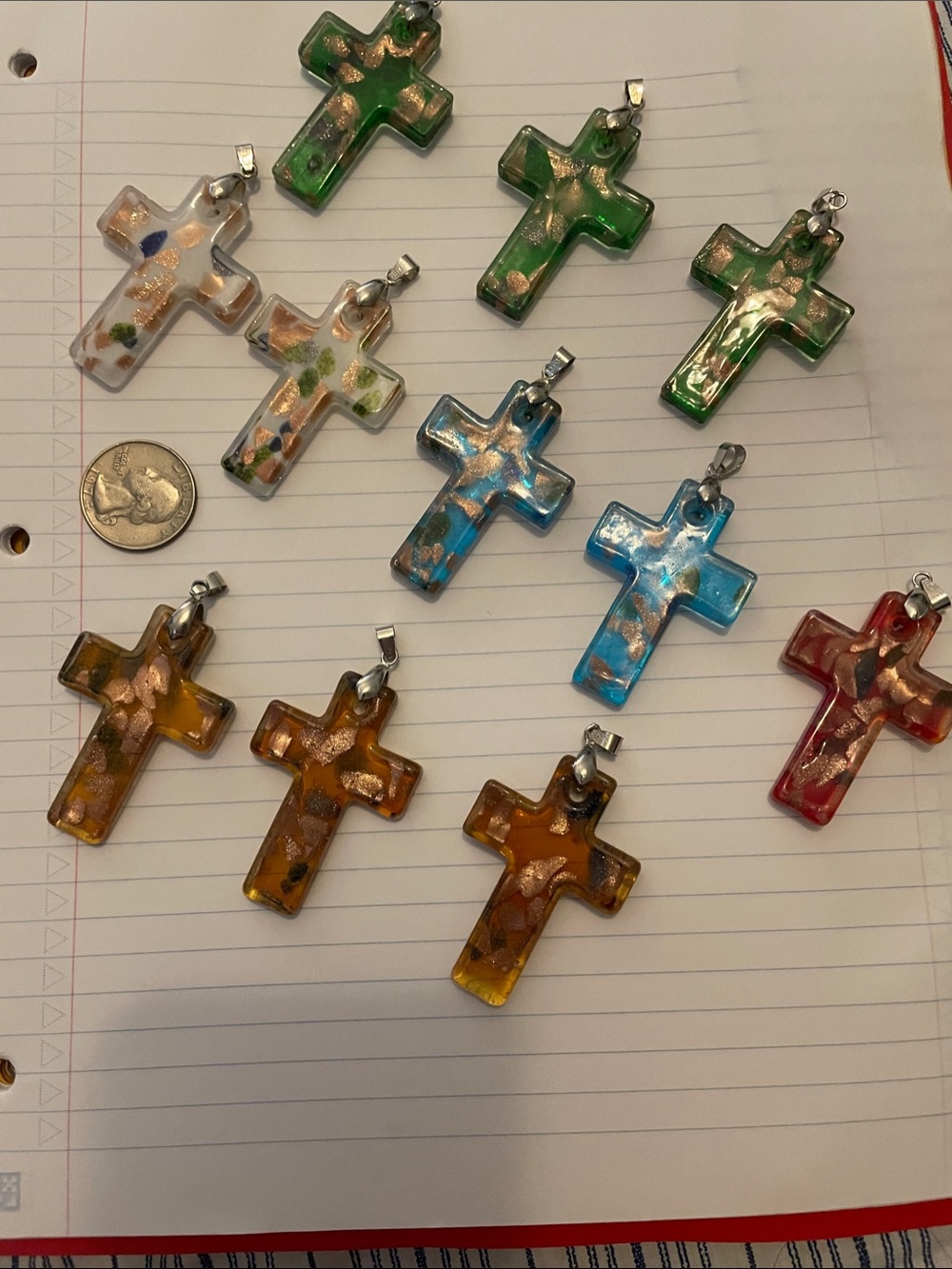 Resin Cross Pendants- Assorted Colors
